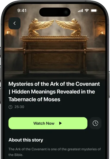 DivineTV title page for Mysteries of the Ark of the Covenant, with Watch Now and the story description